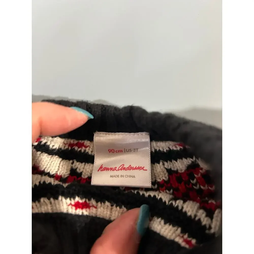 Hanna Andersson black fair isles knit sweater dress size 3T